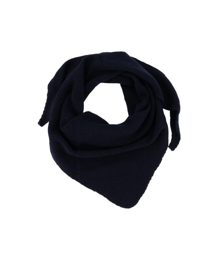 Wol-blend triangel sjaal in donkerblauw