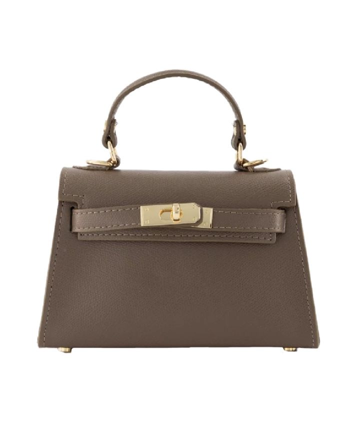 Livia lederen handtas in donker taupe