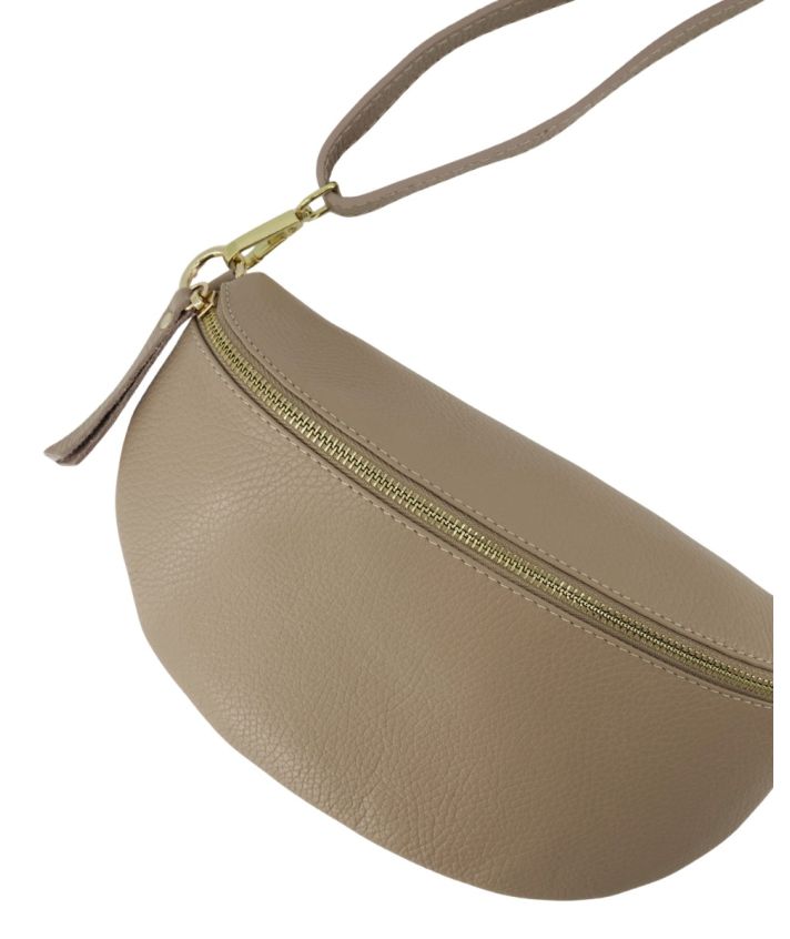 Juna lederen heuptas in donker taupe