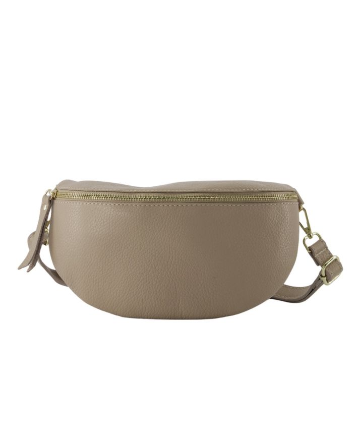 Juna lederen heuptas in donker taupe