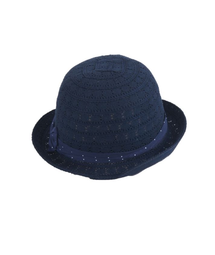 Kanten zonnehoed in donkerblauw