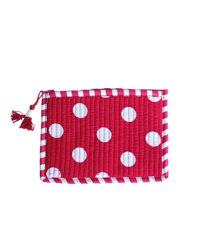 Gewatteerde etui met polkadot