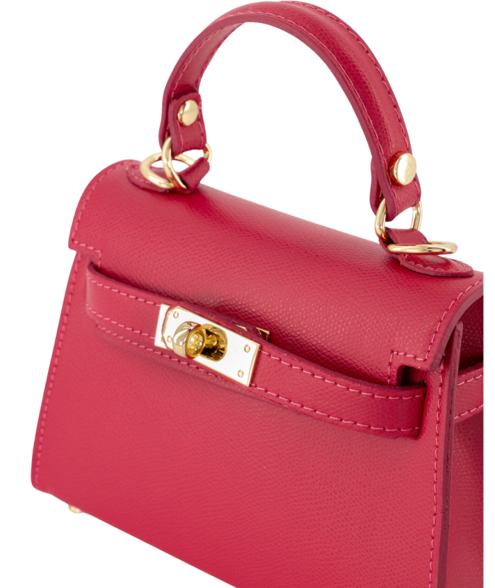 Livia lederen handtas -fuchsia