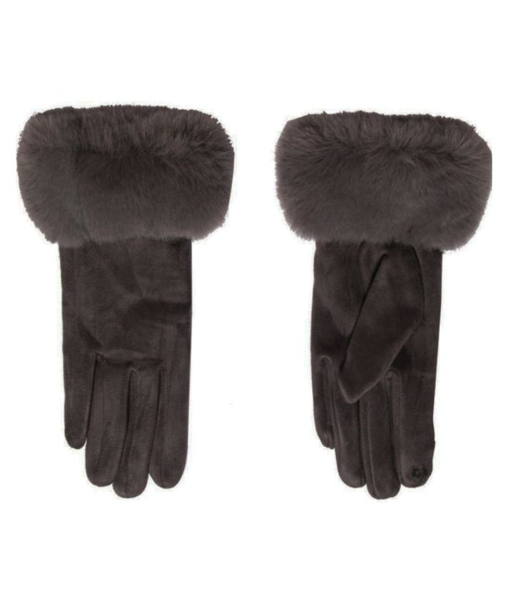Handschoenen met kunstbont randje in grijs