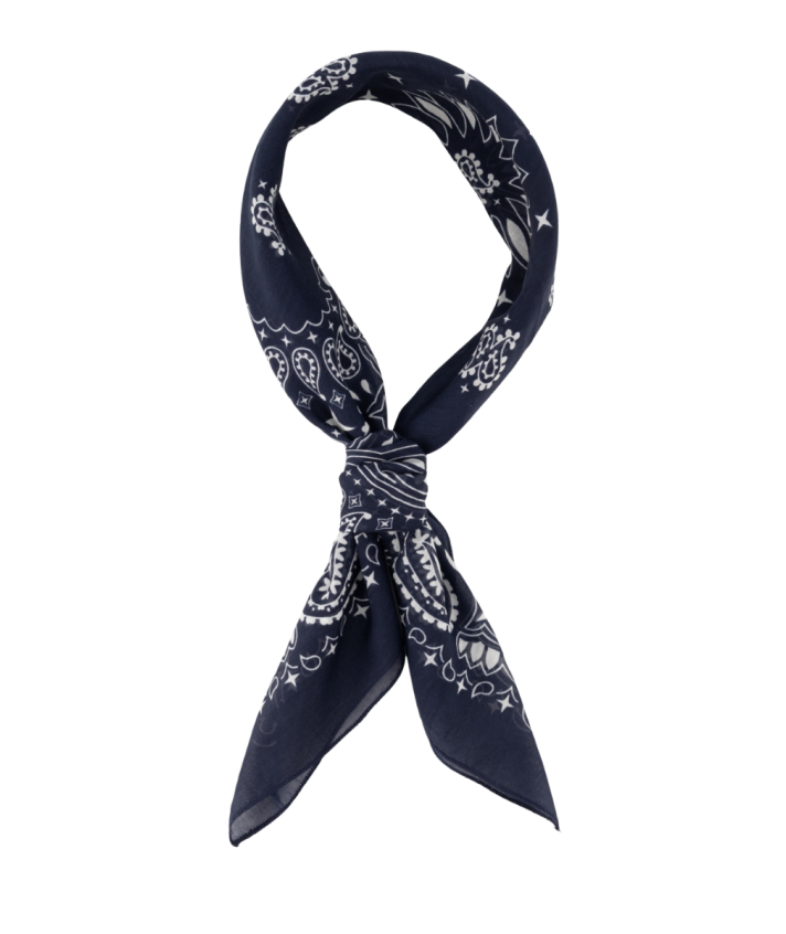 Zijde-blend bandana sjaal in donkerblauw