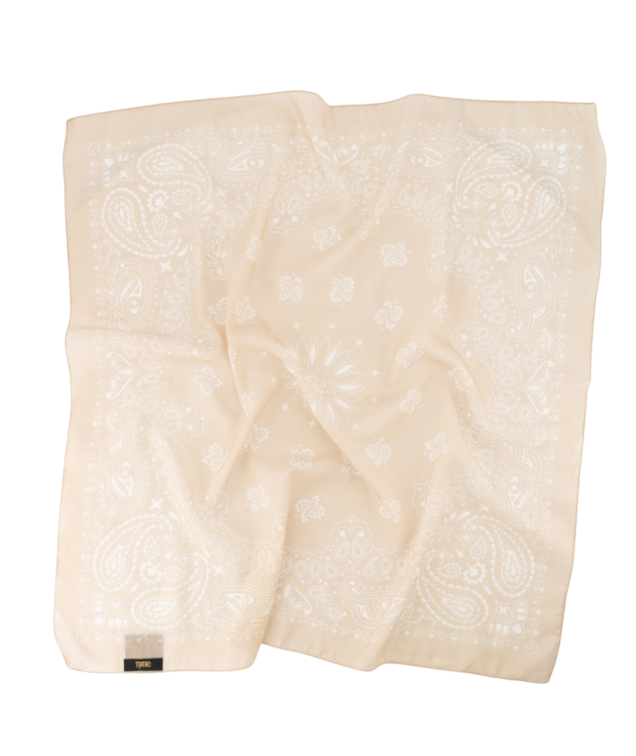Zijde-blend bandana sjaal in lichtbeige