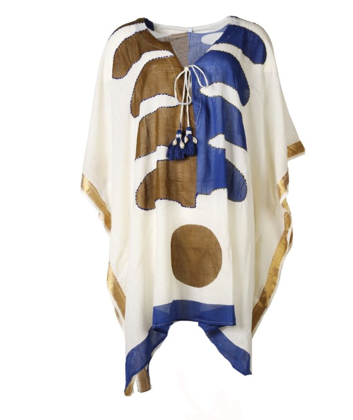Katoenen kaftan met V-hals
