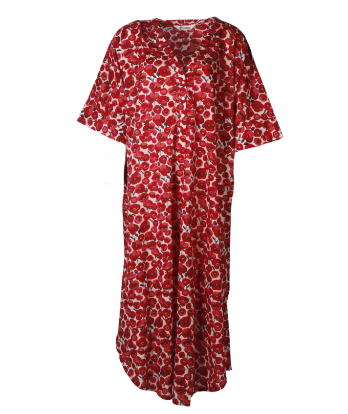 Lange katoenen kaftan met bloemenprint