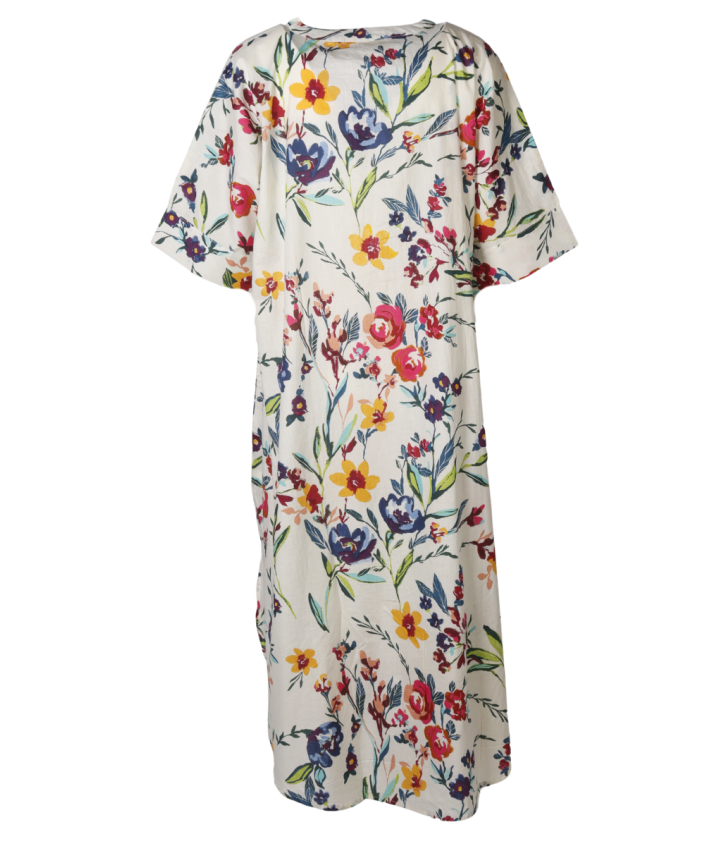 Lange katoenen kaftan met bloemenprint