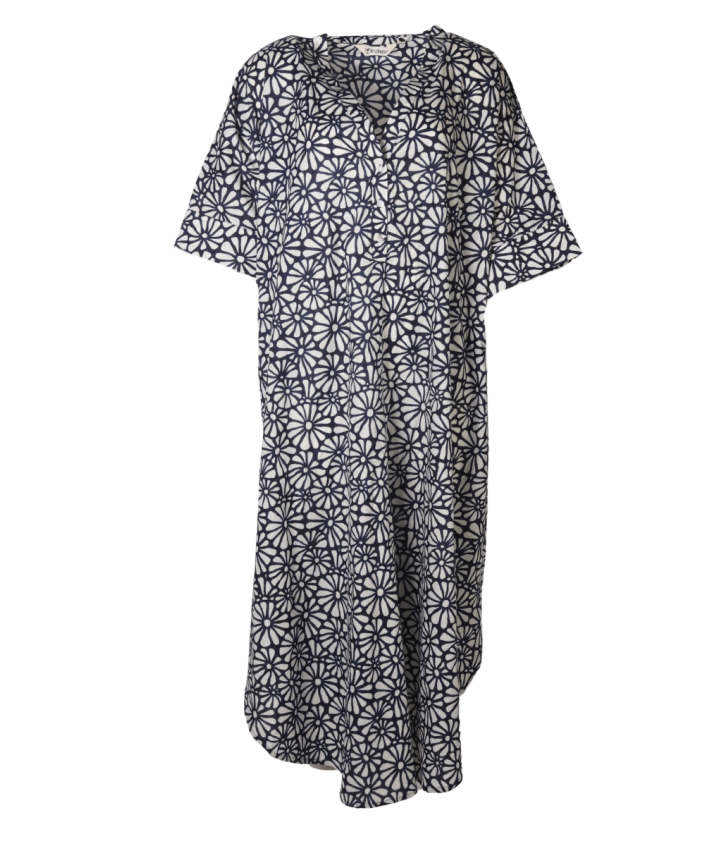 Lange katoenen kaftan met bloemenprint