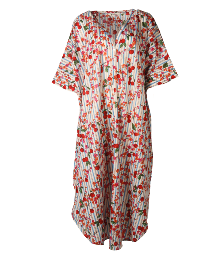 Lange kaftan met cherry print