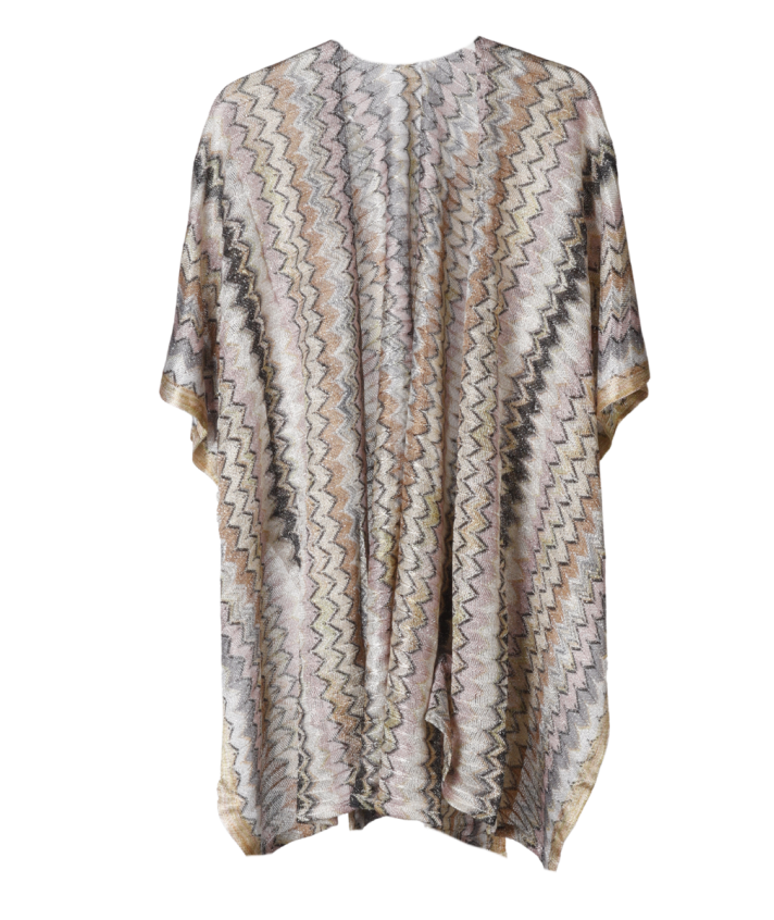 Korte kimono met zigzag patroon in beige