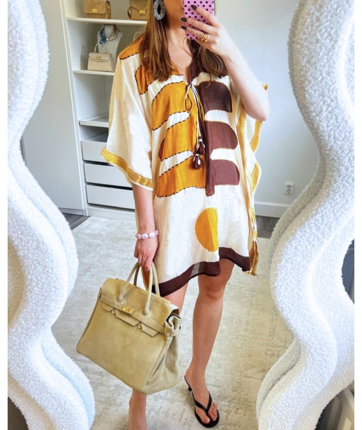 Katoenen kaftan met V-hals