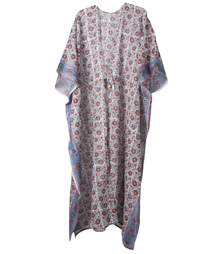 Lange katoenen kimono met bloemenprint