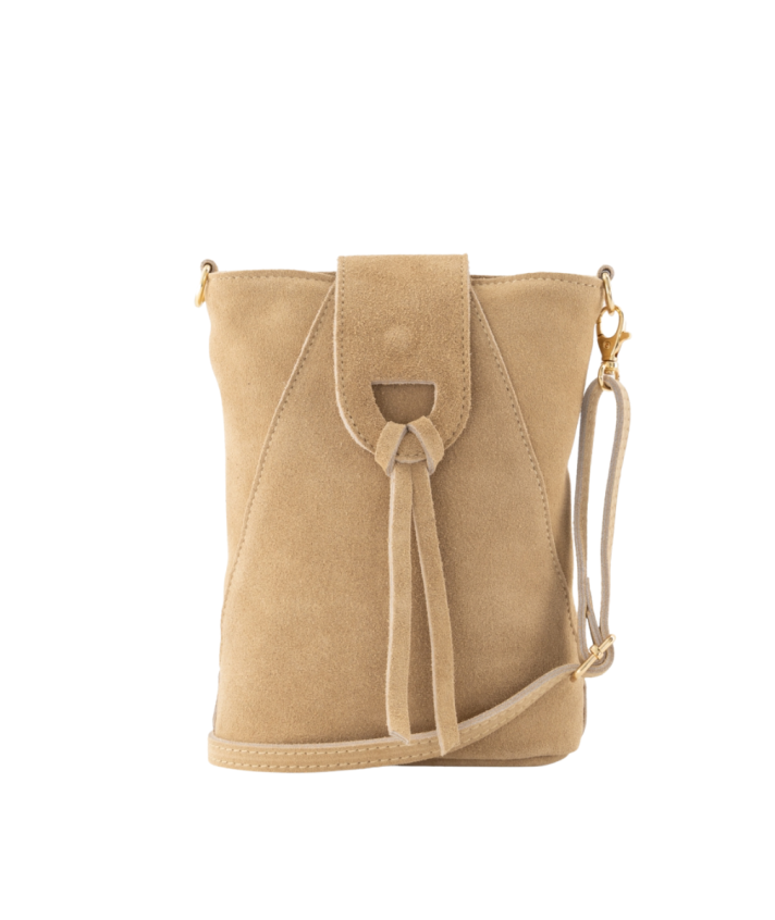Kendra suède crossbody tas in beige