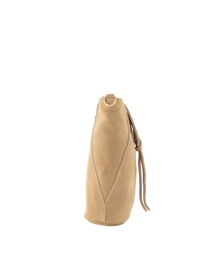 Kendra suède crossbody tas in beige