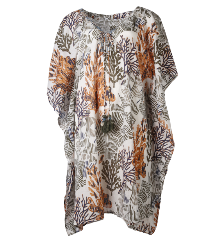 Kaftan met koraalprint