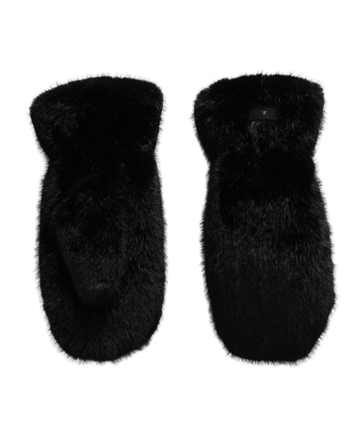 Kunstbont handschoenen in zwart
