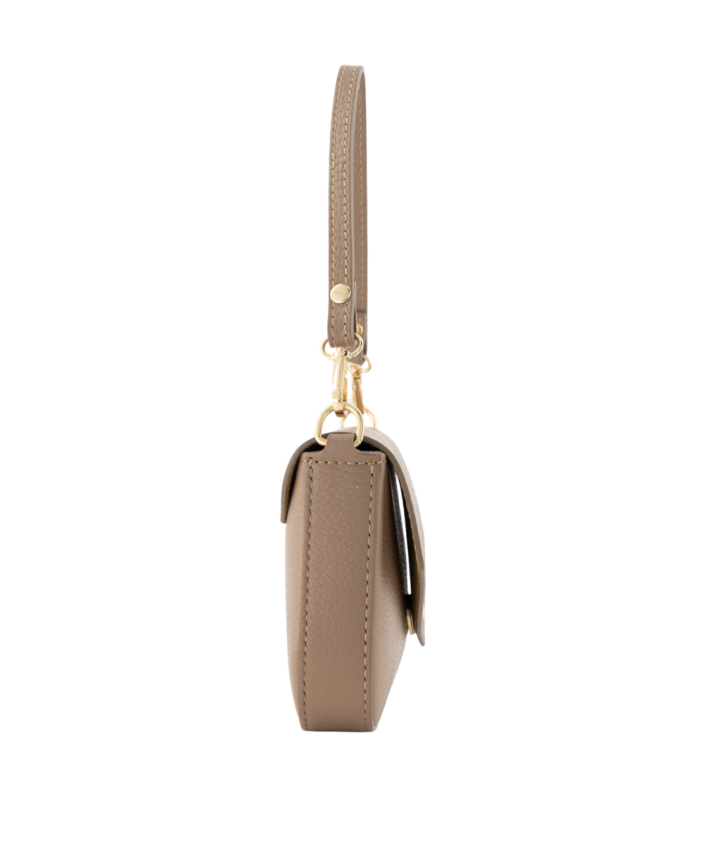 Kylie lederen clutch in donkertaupe
