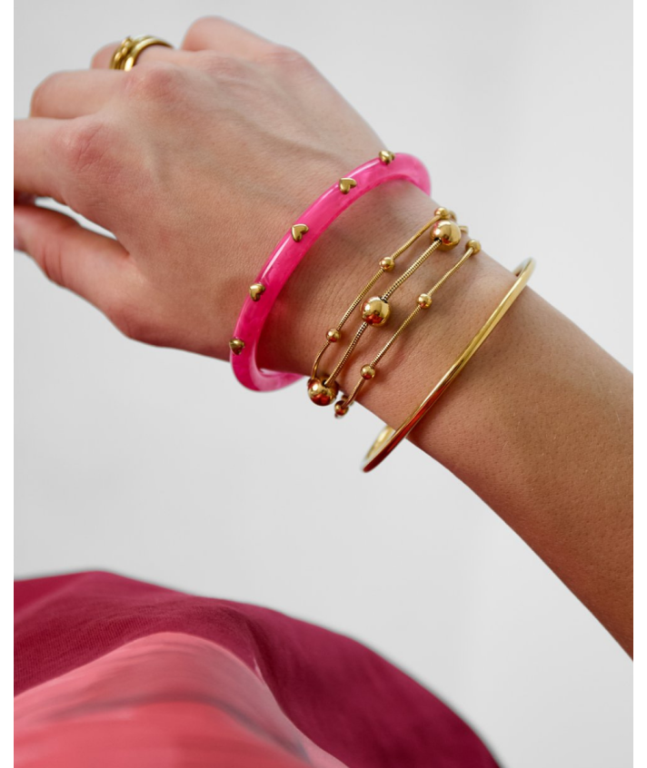 Armband met vergulde bolletjes in zilver