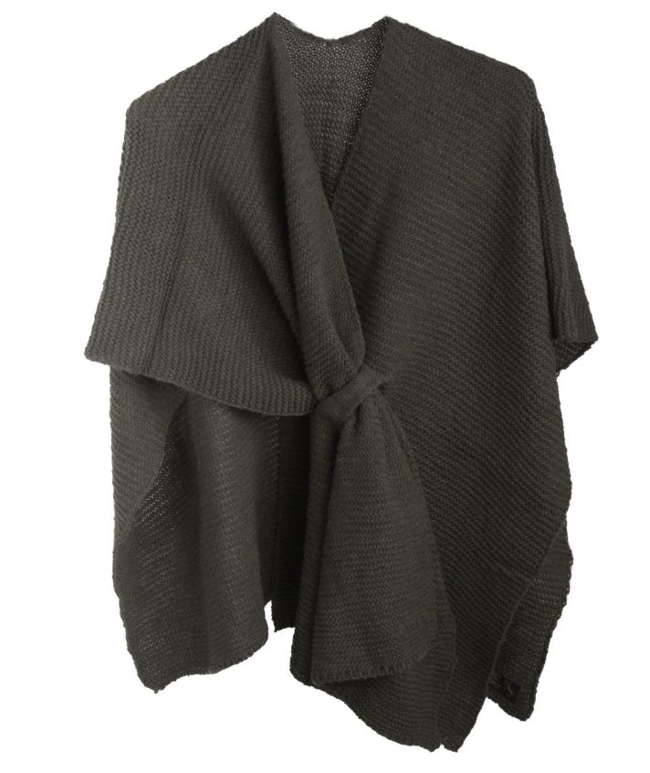 Alpaca-blend omslagdoek in legergroen met lus