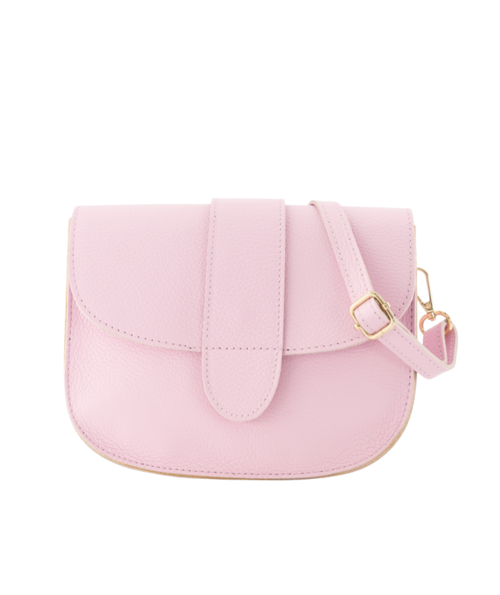 Leny lederen crossbody tas in lichtroze