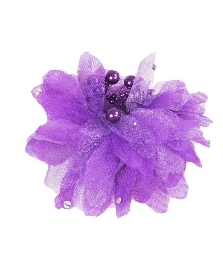 Lila organza haarspeld met parels
