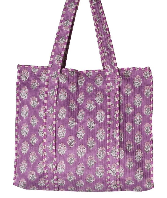 Gewatteerde shopper in de kleur lila