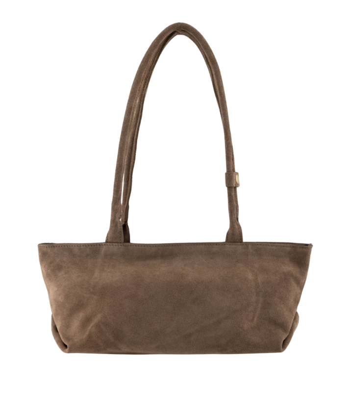 Lottie suède schoudertas in taupe