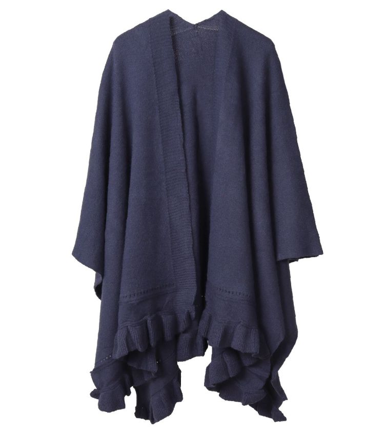 Omslagdoek in donkerjeans met volant rand