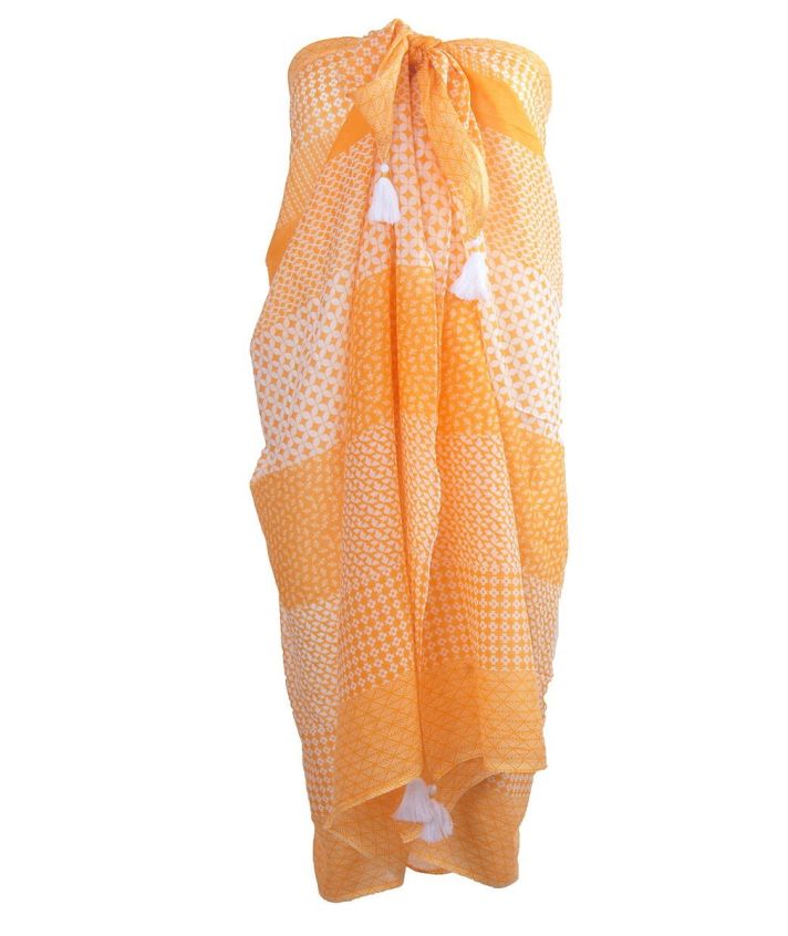 Oranje pareo met diverse prints