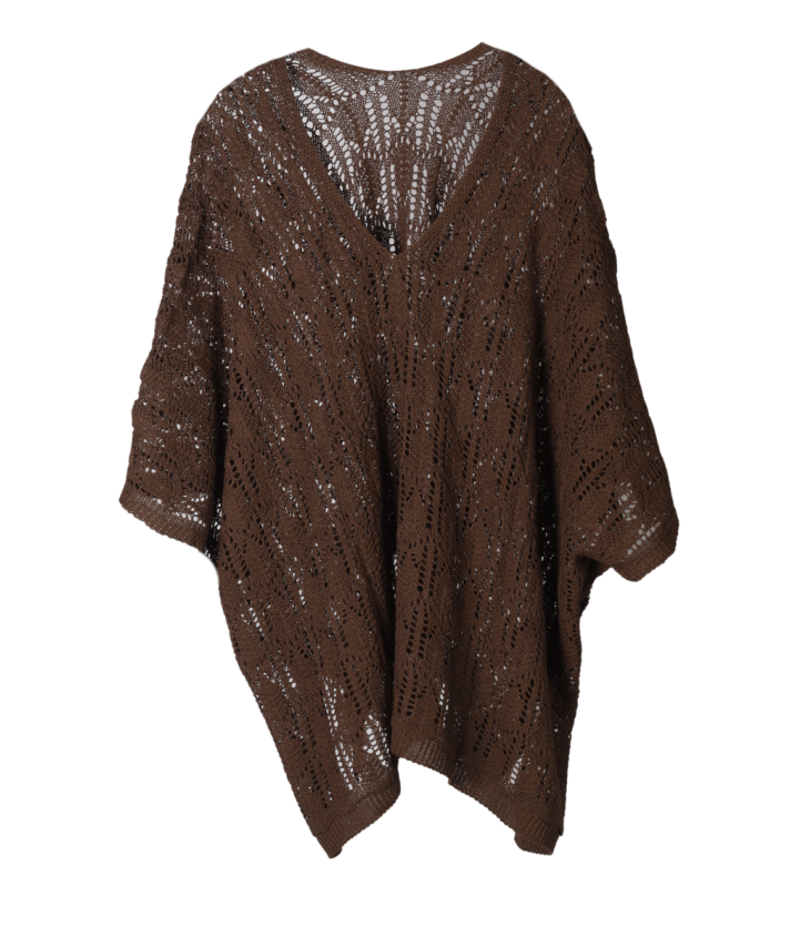 Gehaakte poncho in donkerbruin