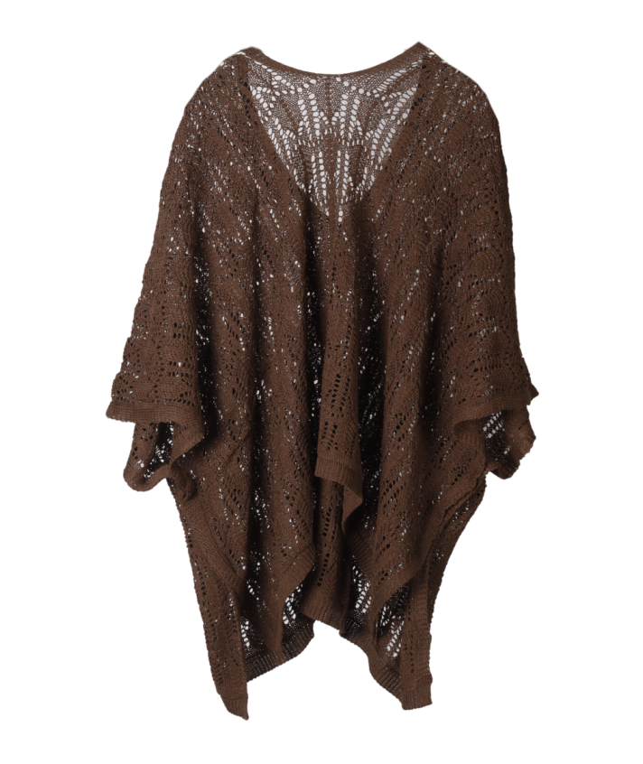 Gehaakte poncho in donkerbruin