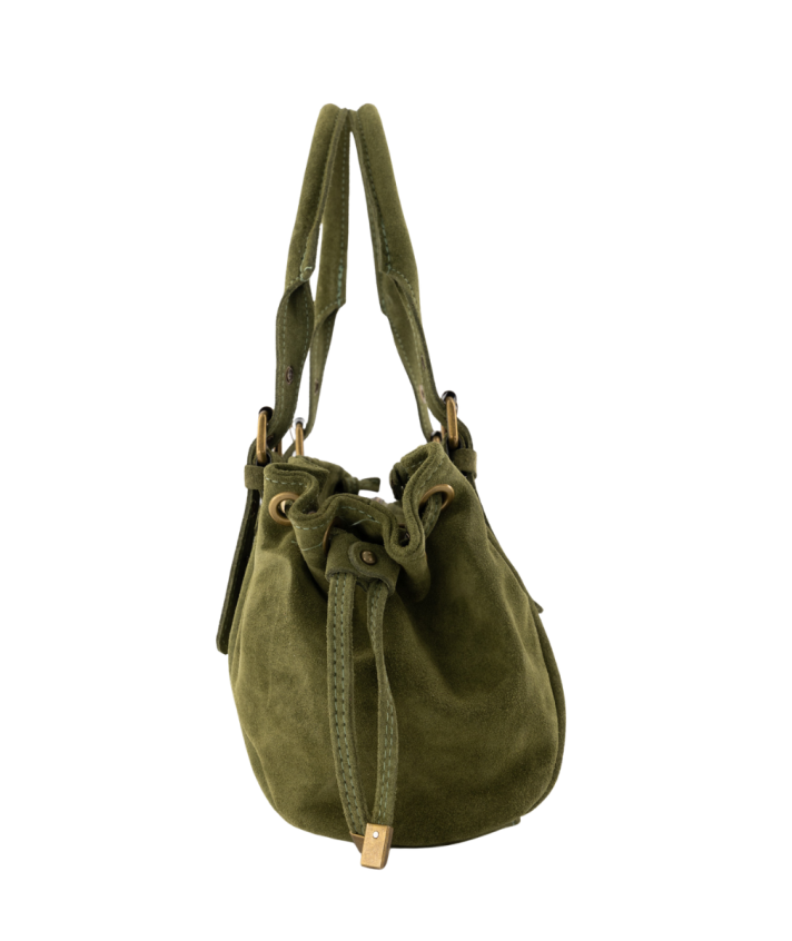 Reva suède handtas in olijfgroen