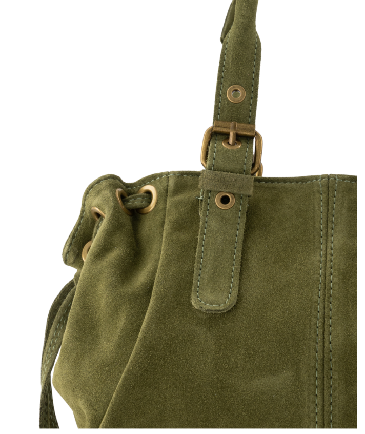 Reva suède handtas in olijfgroen