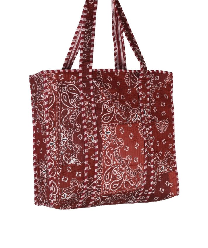 Gewatteerde shopper tas met bandana print