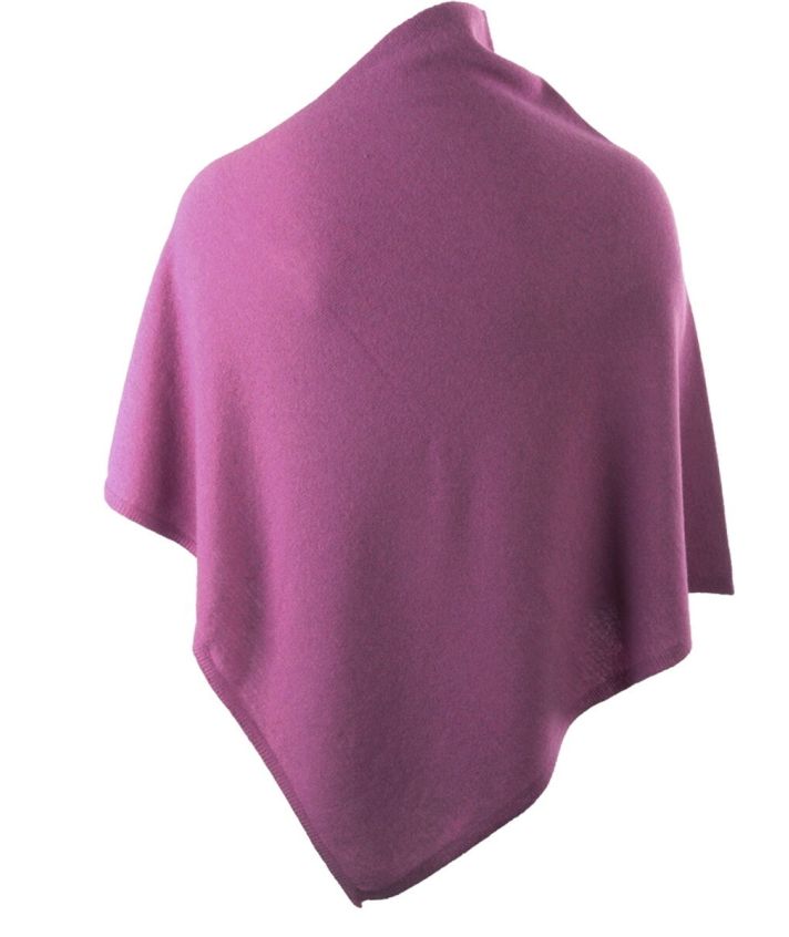 Kasjmier-blend poncho in cyclaam-roze