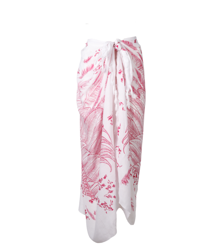 Sarong met verenprint roze
