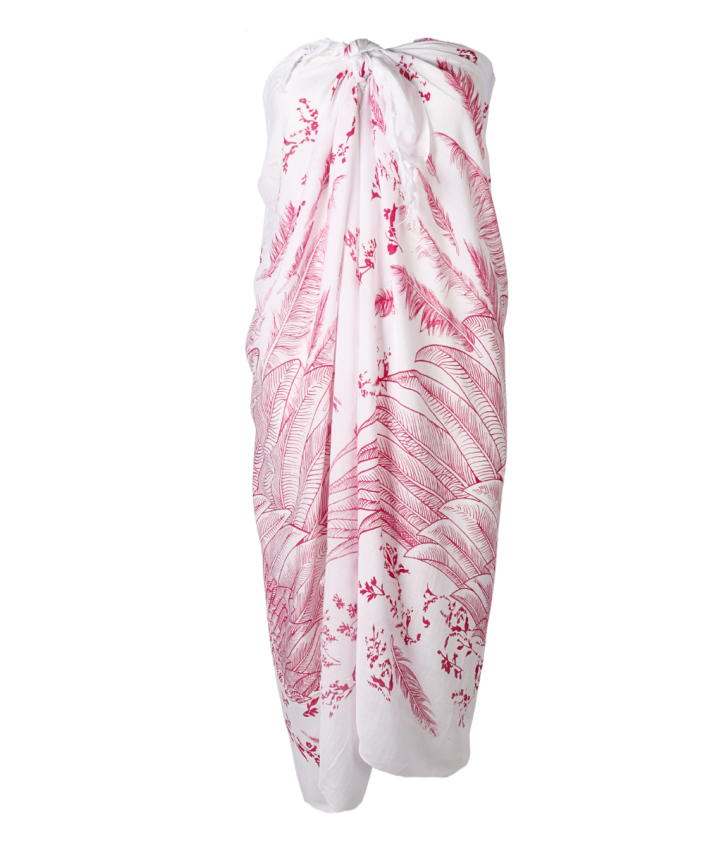 Sarong met verenprint roze