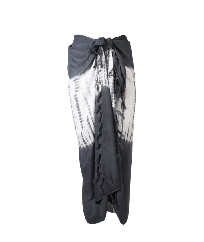 Sarong met tie-dye print in grijs