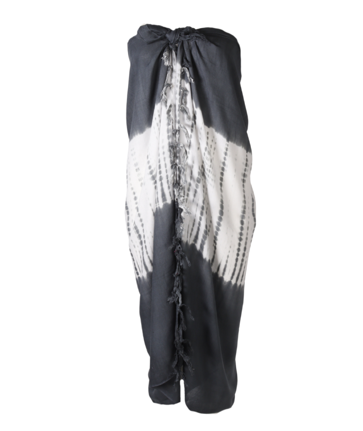 Sarong met tie-dye print in grijs