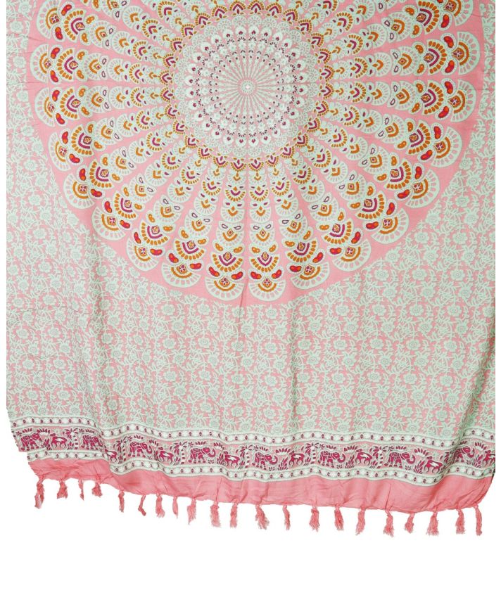 Sarong met ornament in roze en mintgroen