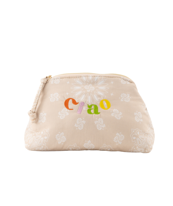 Senna make up tas met bandana print in lichtbeige