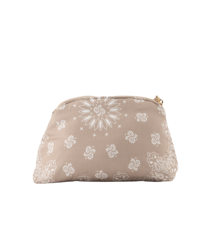 Senna make up tas met bandana print in taupe