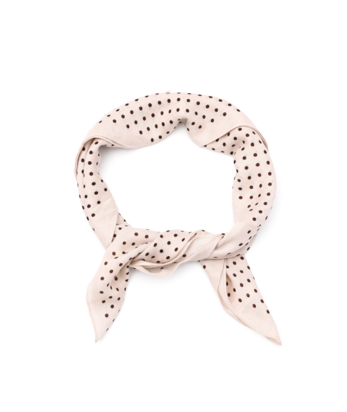 Vierkant sjaaltje in lichtbeige met polkadots