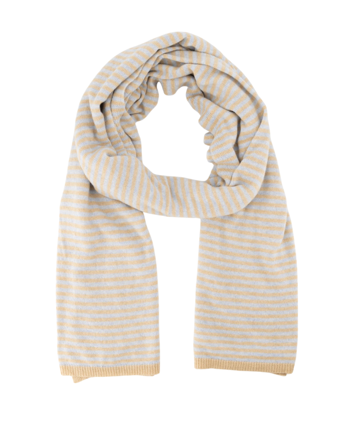 Kasjmier-mix sjaal met strepen in beige en lichtblauw