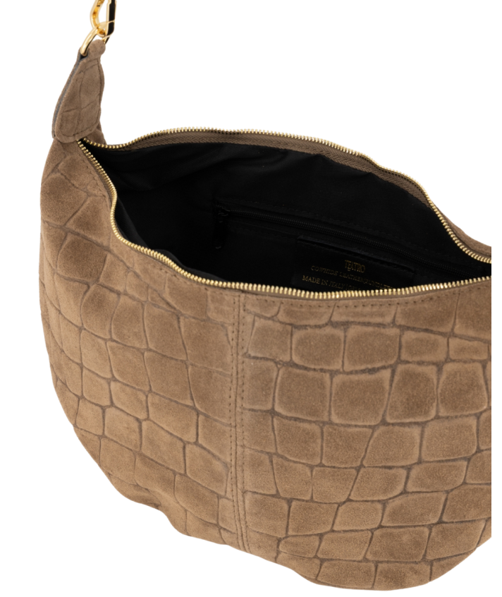 Savanna croco suède tas in taupe