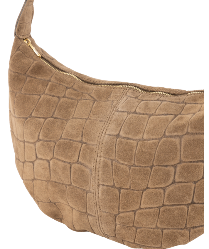 Savanna croco suède tas in taupe