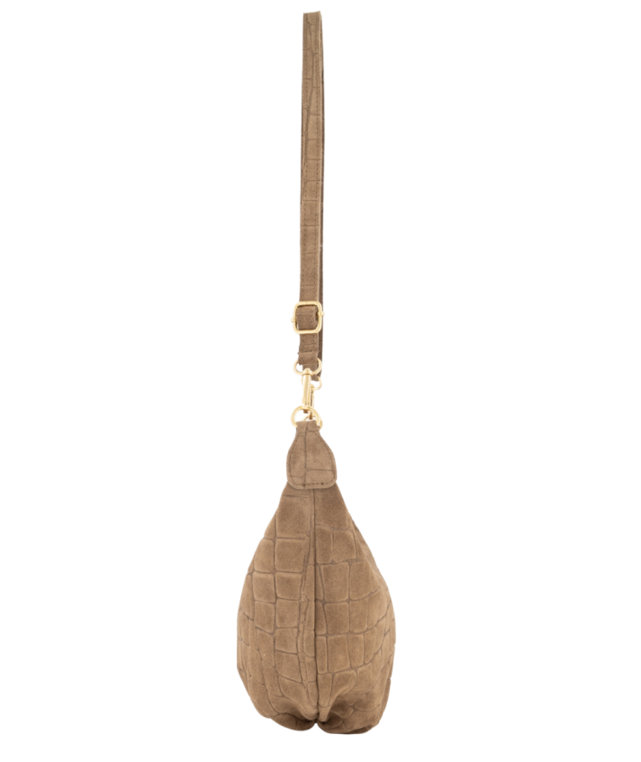 Savanna croco suède tas in taupe