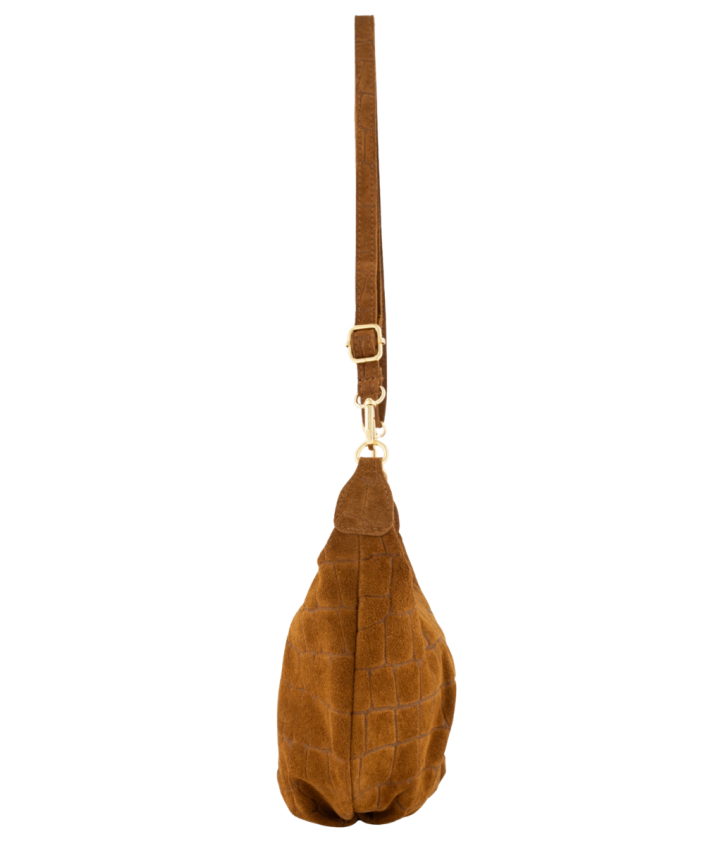 Savanna croco suède tas in cognac